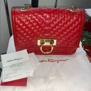 Salvatore Ferragamo Calf Skin Bag in Scarlet Red